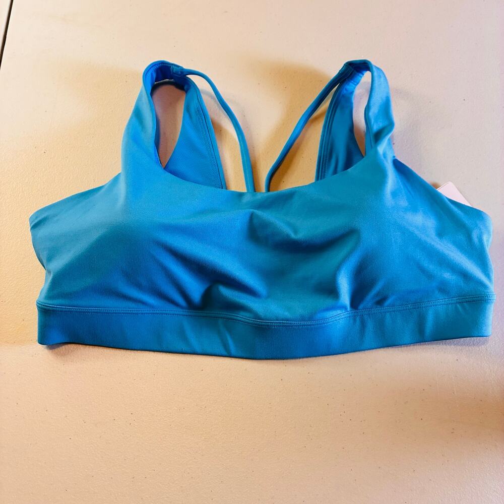 Athleta Exhale Bra D-DD+ 1X Santorini Blue Powervita Strappy Sports Bra NWT